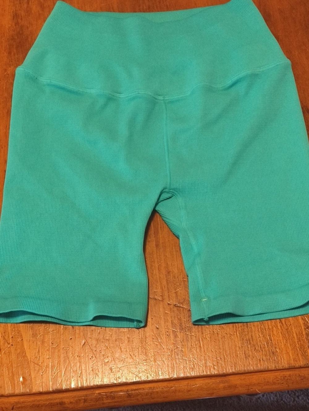 NUX Ribbed Teal High-Rise Bike Shorts